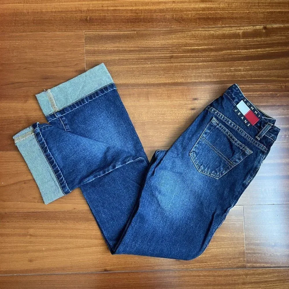 Tommy Hilfiger Jeans  Womens Size 1 Flag Logo Cuff Roller Jean Dark 27 x 30.5 - Picture 8 of 12